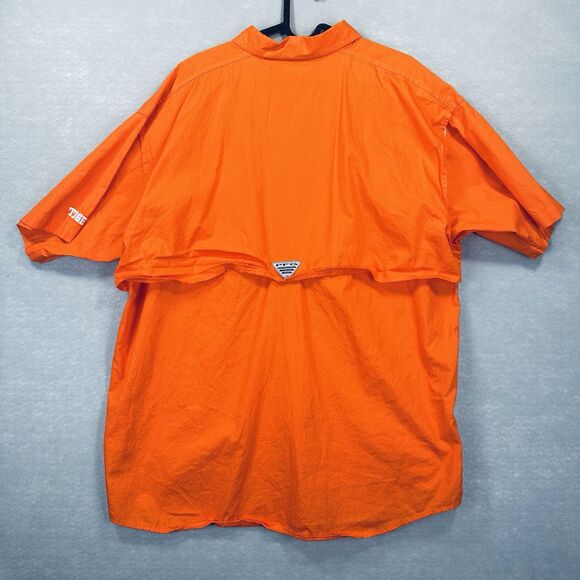 Columbia PFG Clemson Tigers Large Orange Short Sleeve Button Vented Embroidered - Picture 10 of 16